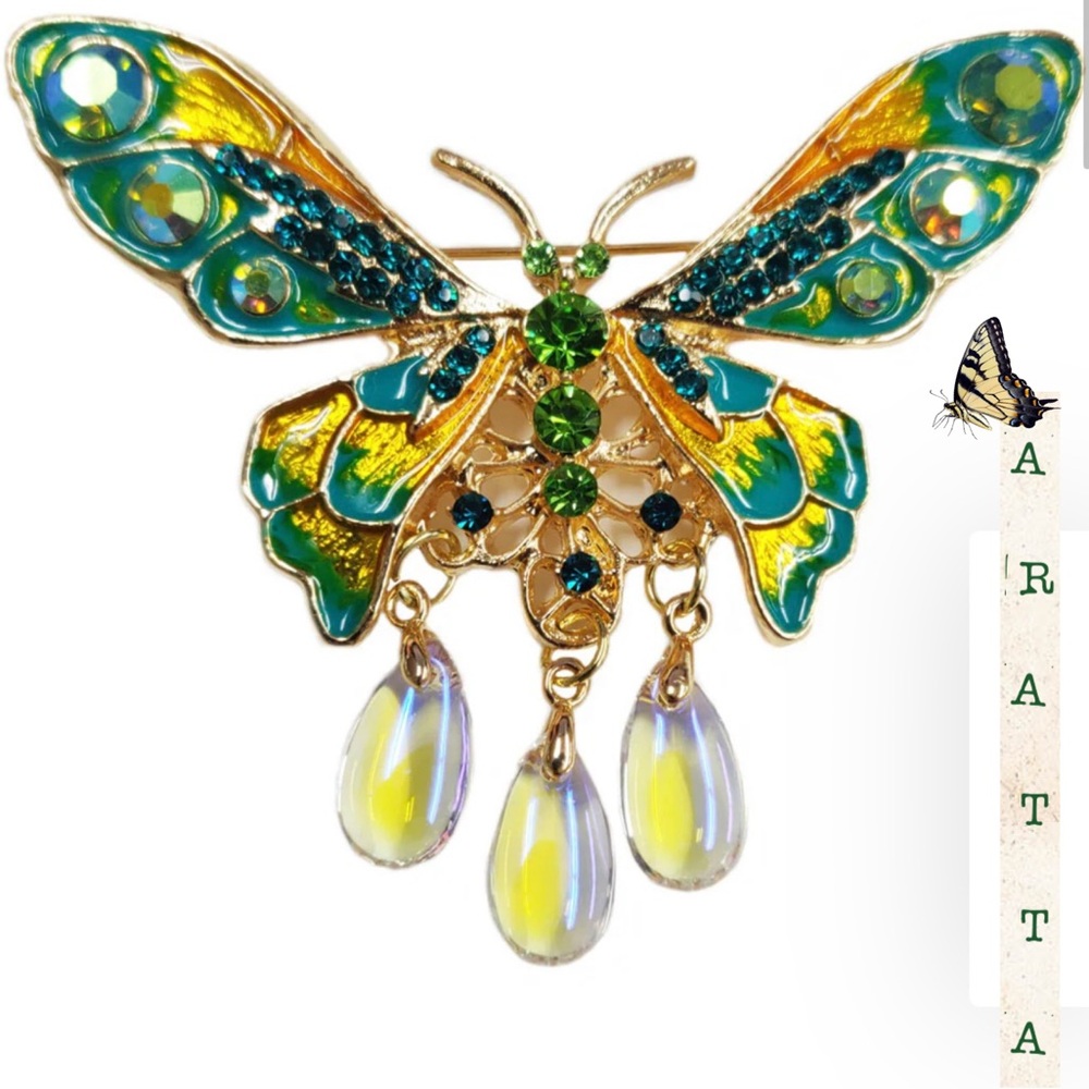New! Aratta Silent Journey“Magical Butterfly” Rhinestone Brooch Pin